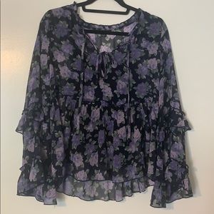 American Eagle Floral Bell Sleeve Blouse